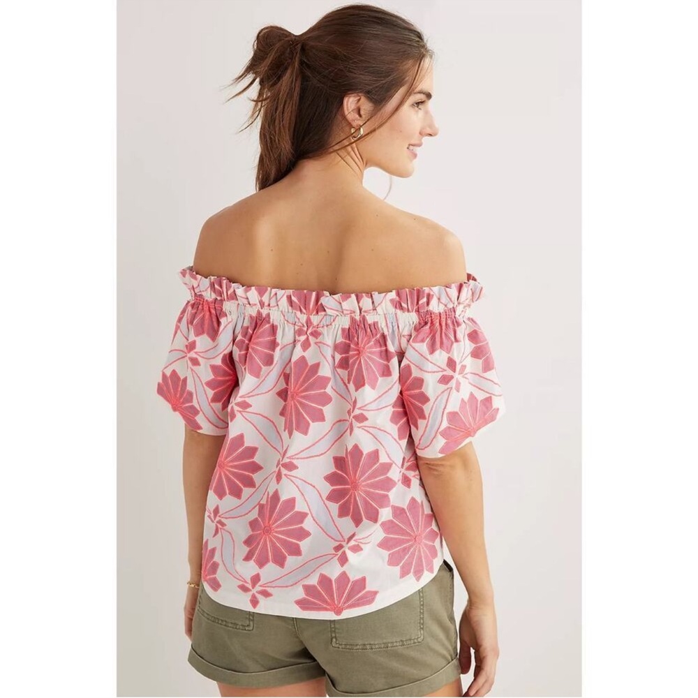 Anthropologie Maeve XSP Embroidered Off The Shoulder Blouse